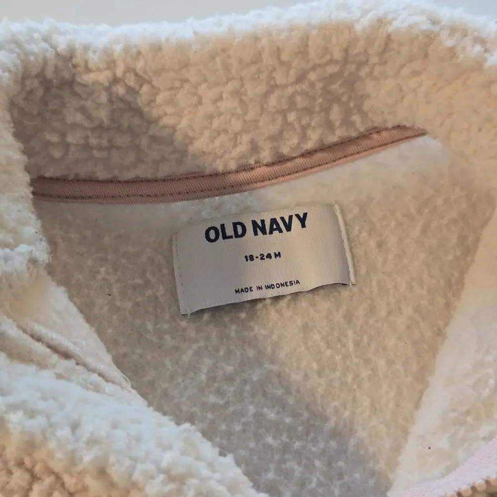 Old Navy 18-24 Months Unisex Color-Blocked Sherpa Jacket Baby Teddy‎ Pink/Green